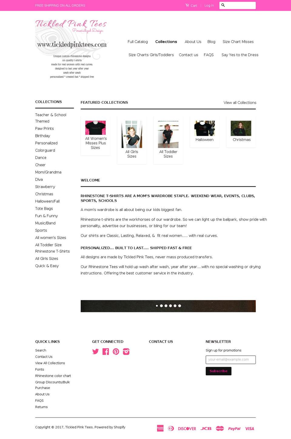 tickledpinktees.com shopify website screenshot