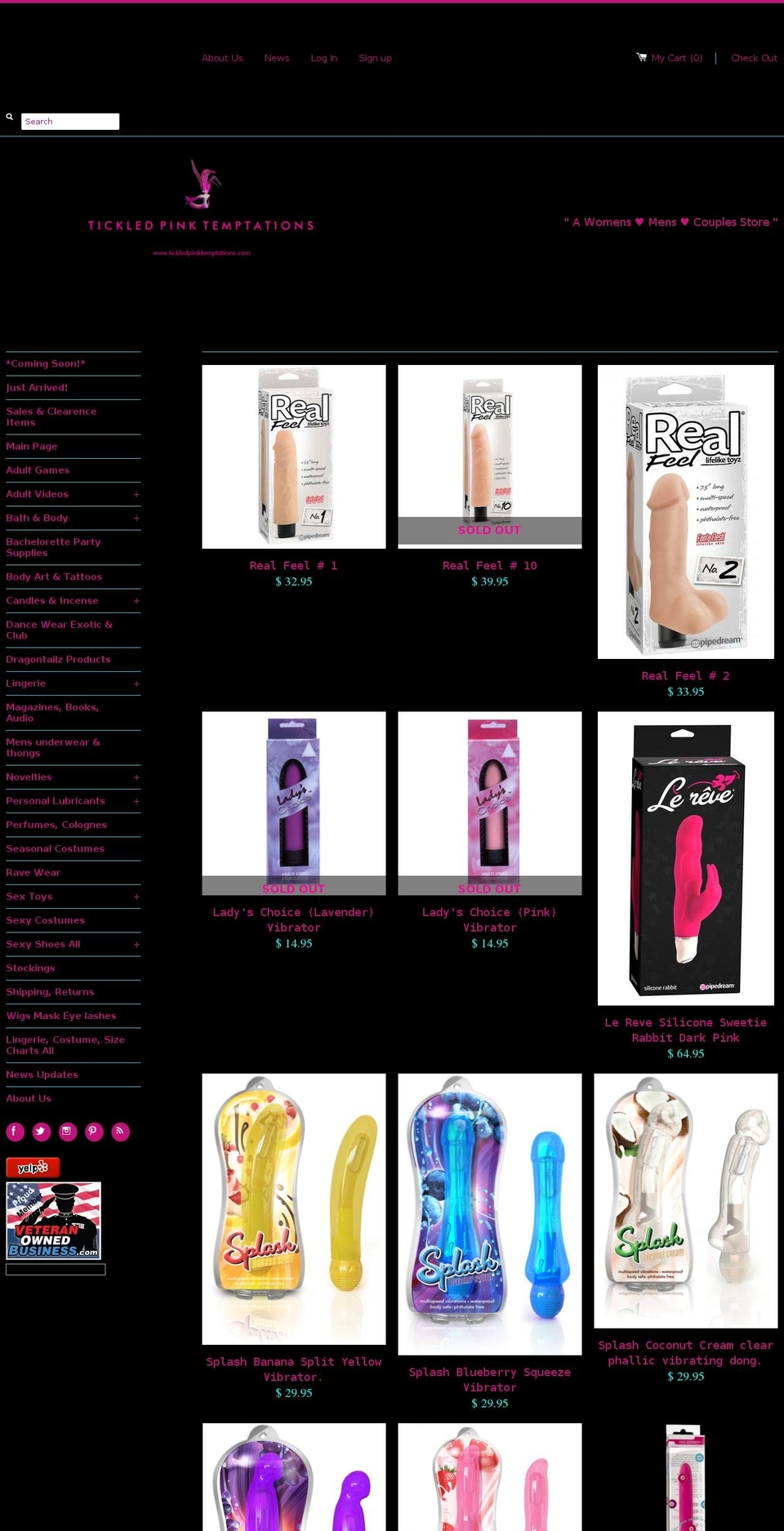 tickledpinktemptations.com shopify website screenshot