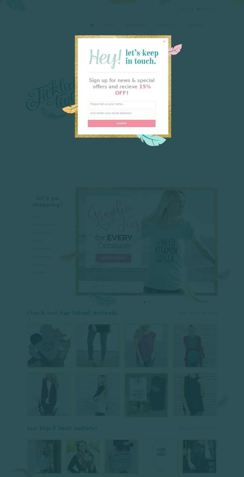 tickledteal.com shopify website screenshot