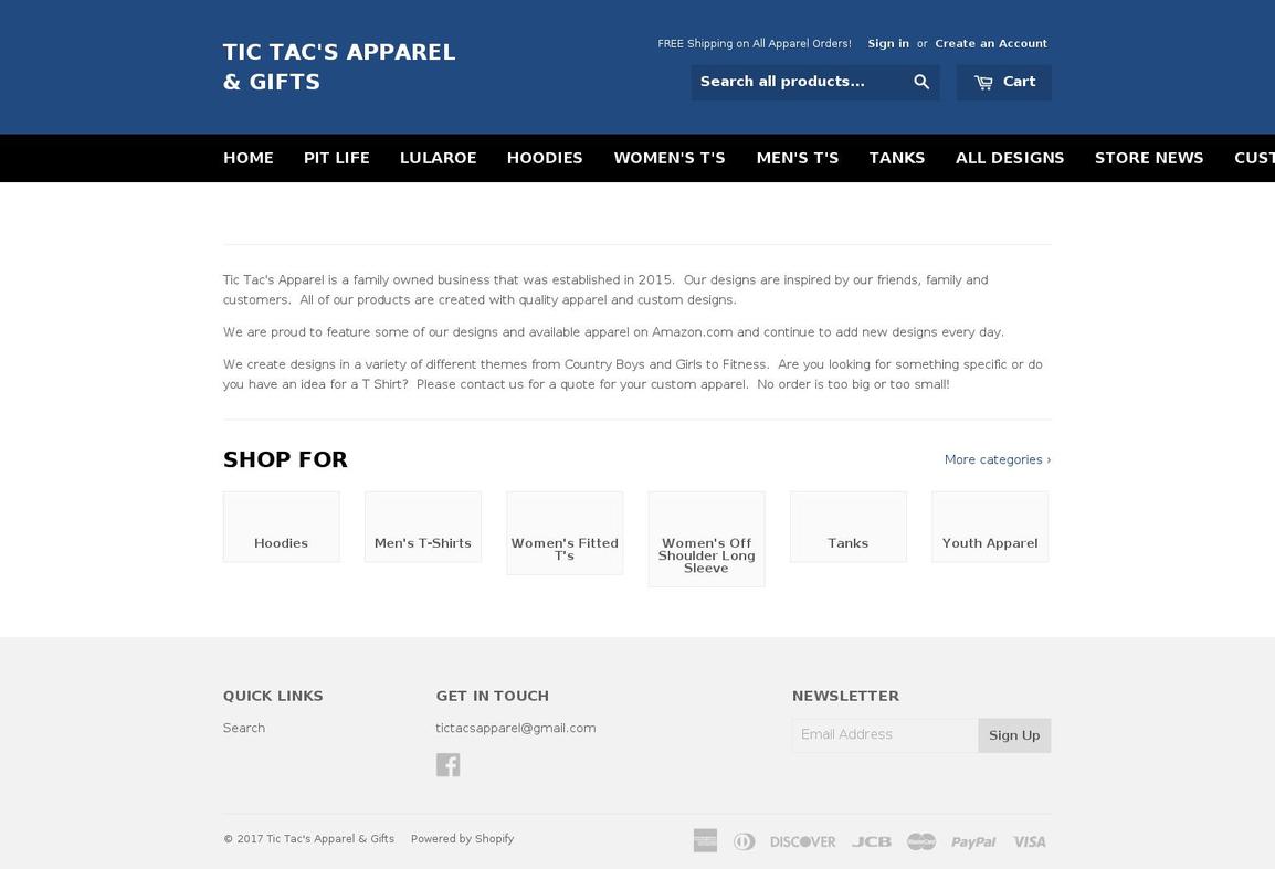 tictacsapparel.com shopify website screenshot