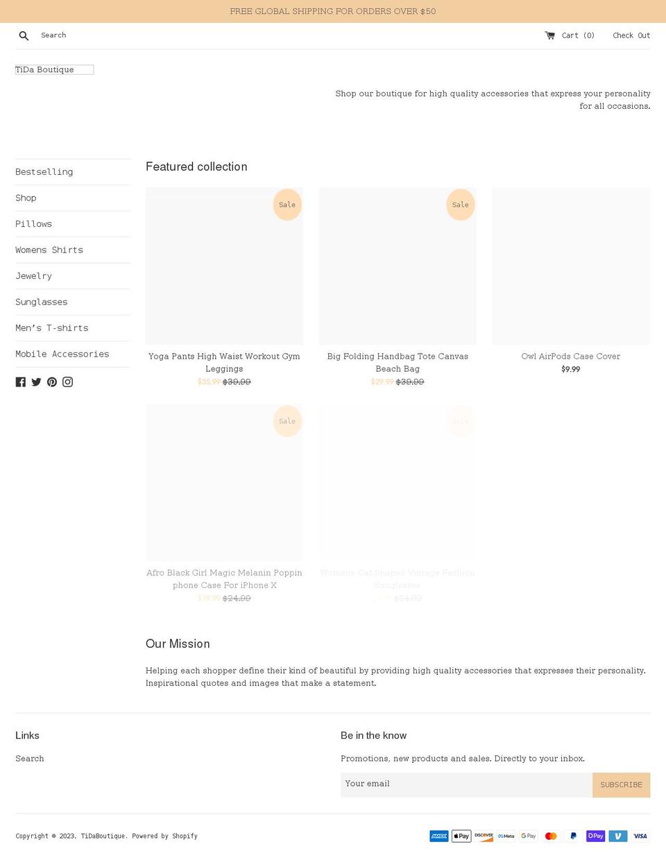 tidaboutique.com shopify website screenshot