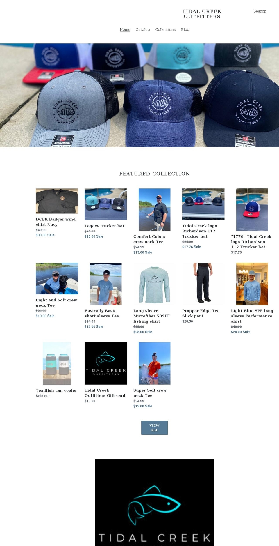 tidalcreekoutfitters.net shopify website screenshot