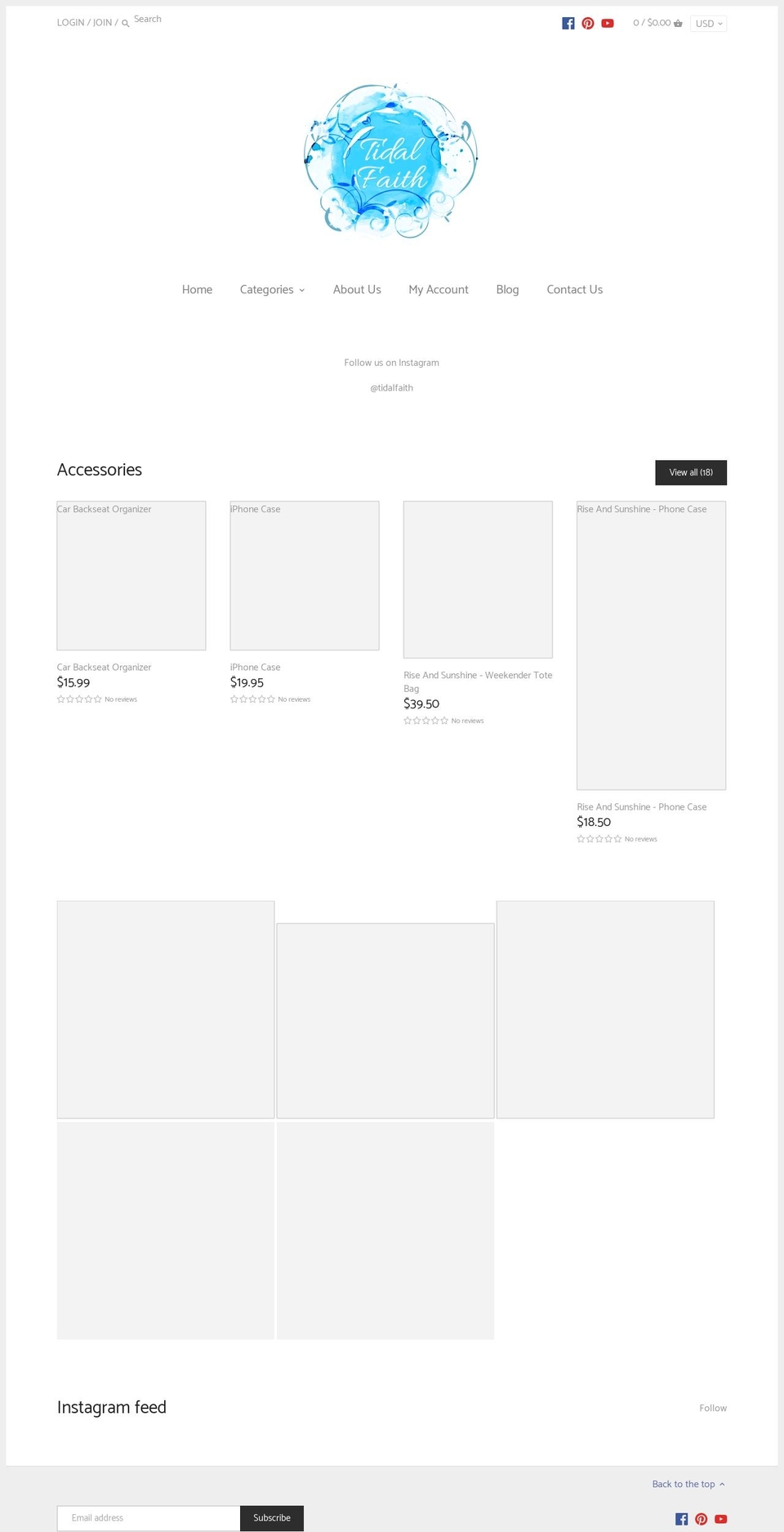 tidalfaith.com shopify website screenshot