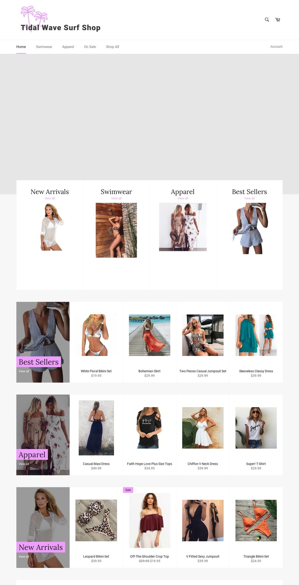 tidalwavesurfshop.com shopify website screenshot