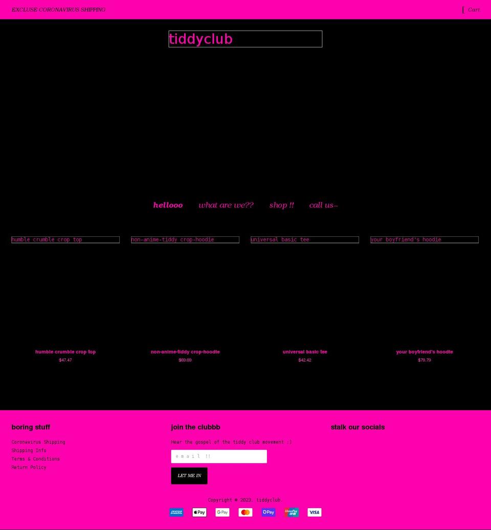 tiddy-club.com shopify website screenshot