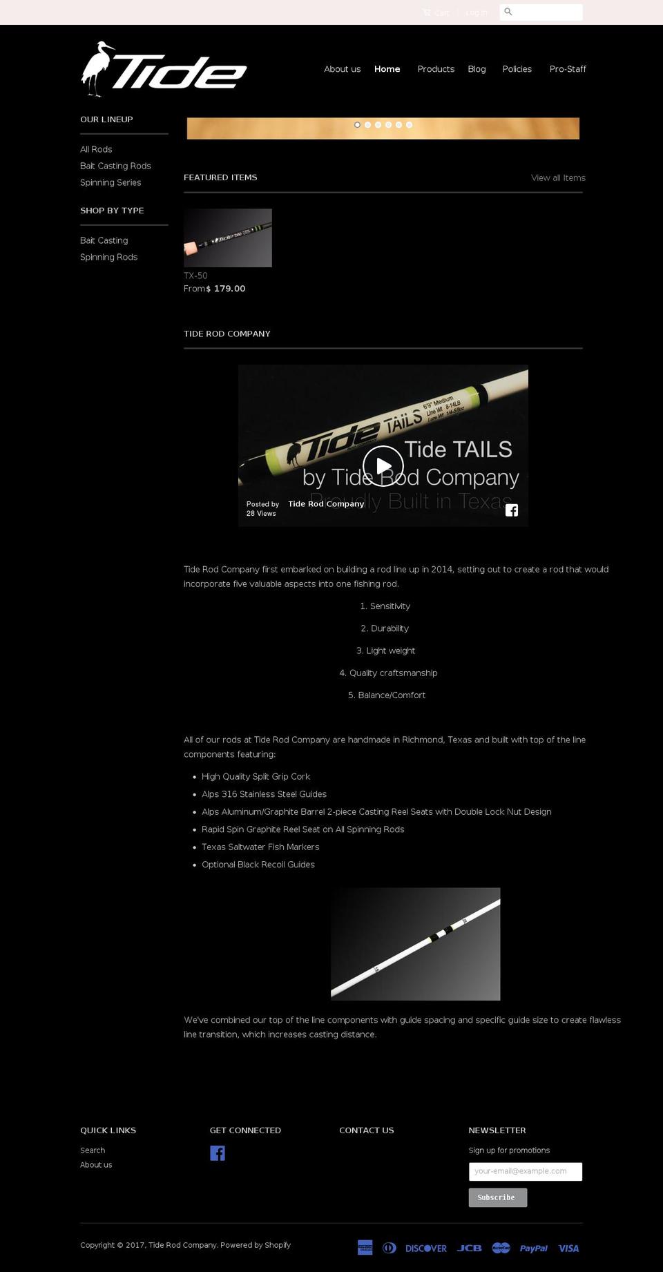 tide-rods.com shopify website screenshot