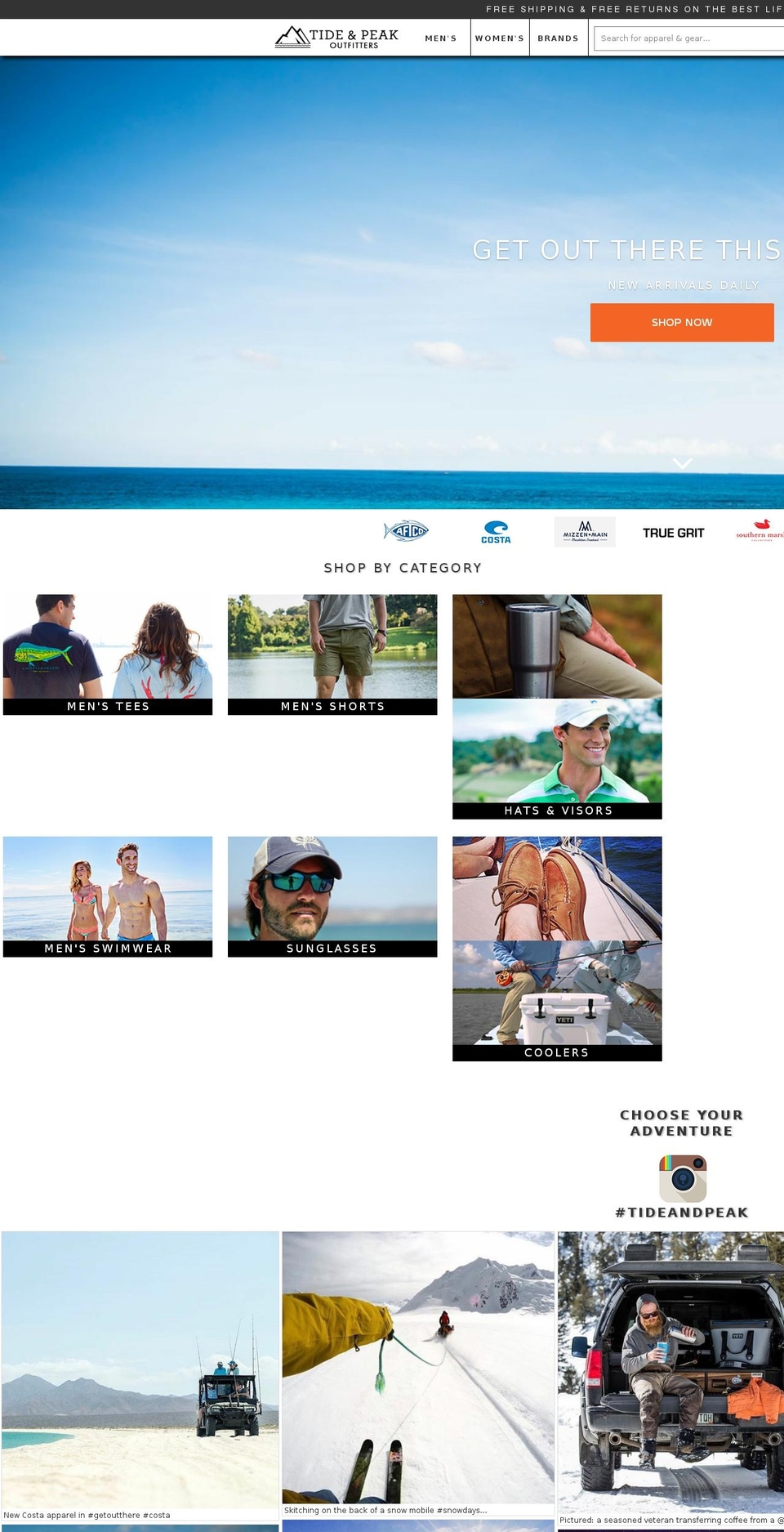 tideandpeakoutfitters.com shopify website screenshot