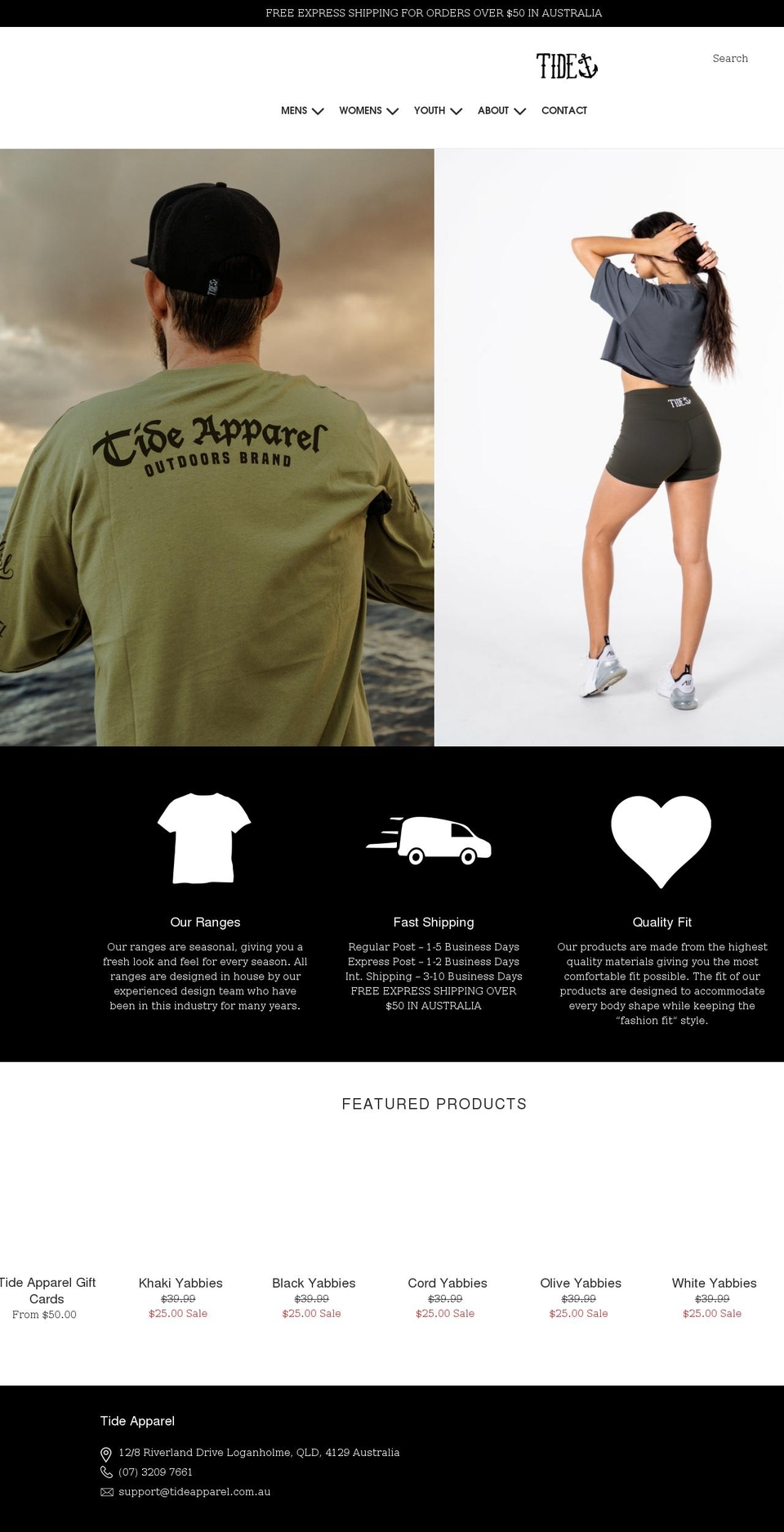tideapparel.com shopify website screenshot