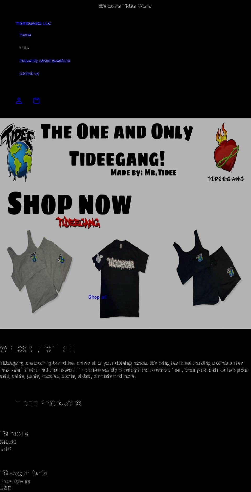 tideegang.com shopify website screenshot