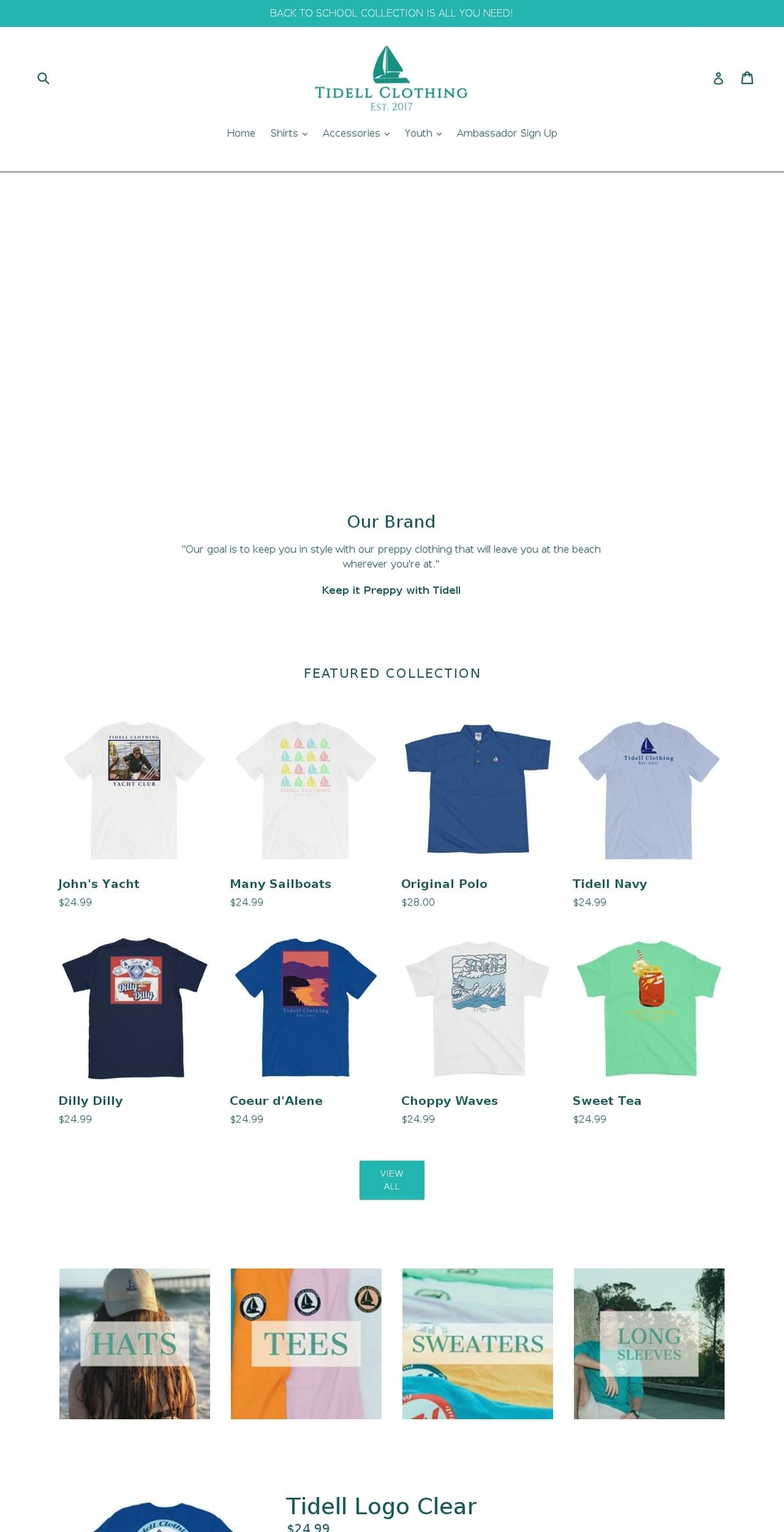 tidellclothing.com — Shopify storefront screenshot