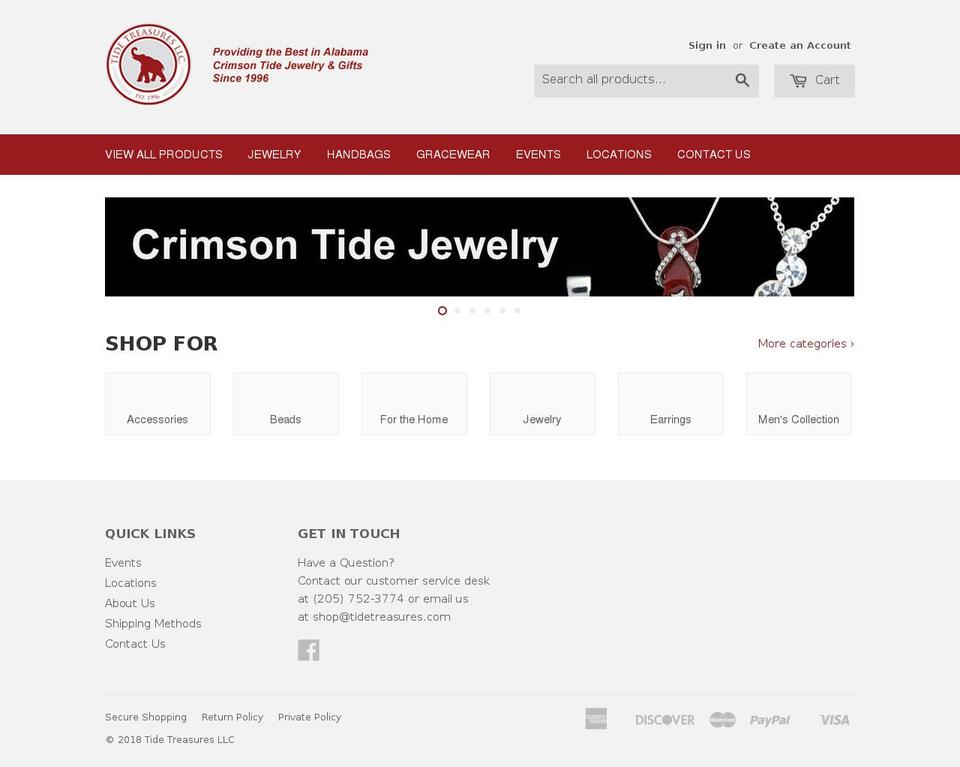 tidetreasures.com shopify website screenshot