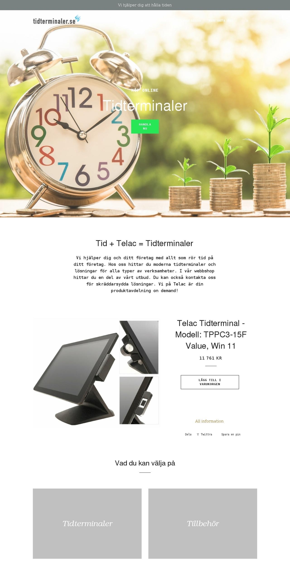 tidterminaler.se shopify website screenshot