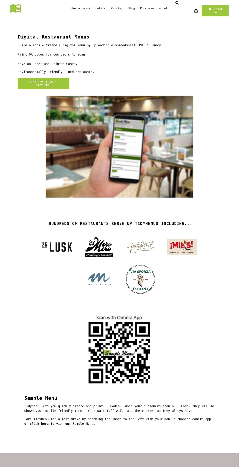 tidymenu.com shopify website screenshot