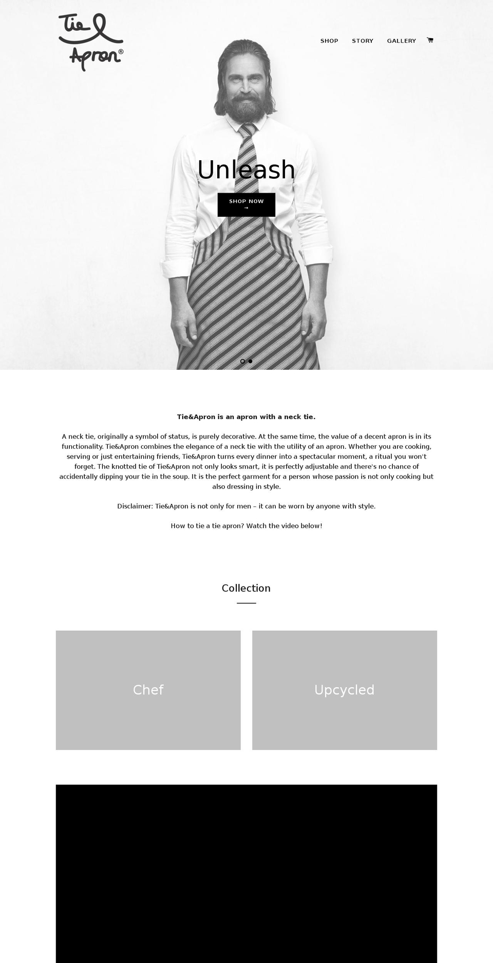 tieapron.com — Shopify storefront screenshot