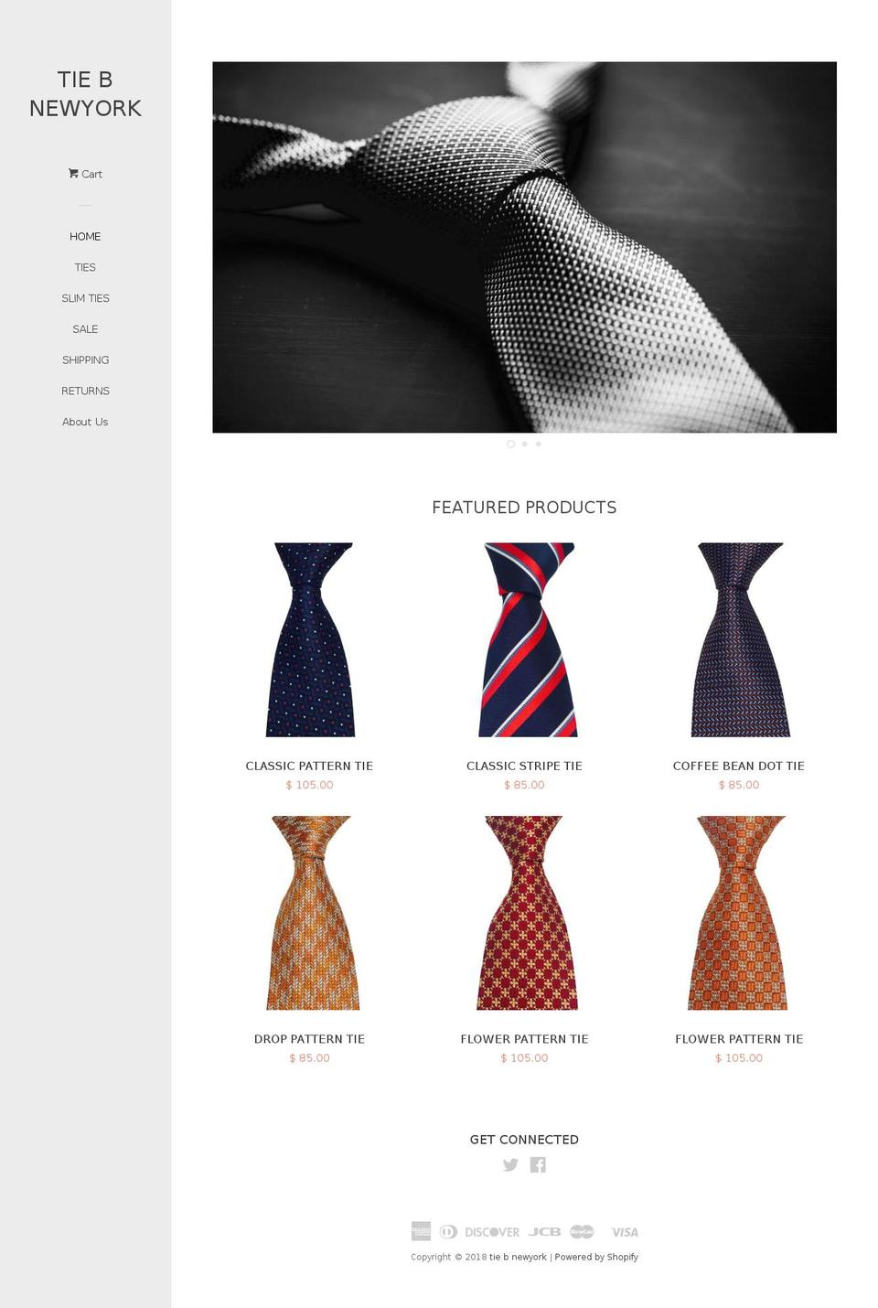 tiebnewyork.com shopify website screenshot