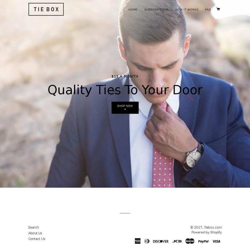 tiebox.com shopify website screenshot