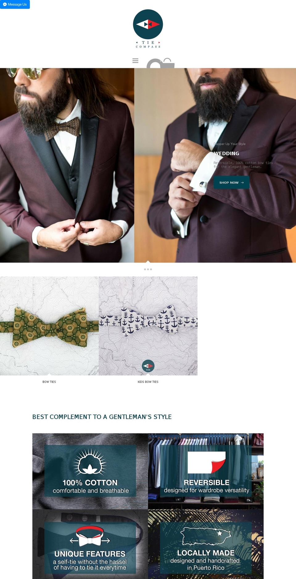 tiecompass.com shopify website screenshot