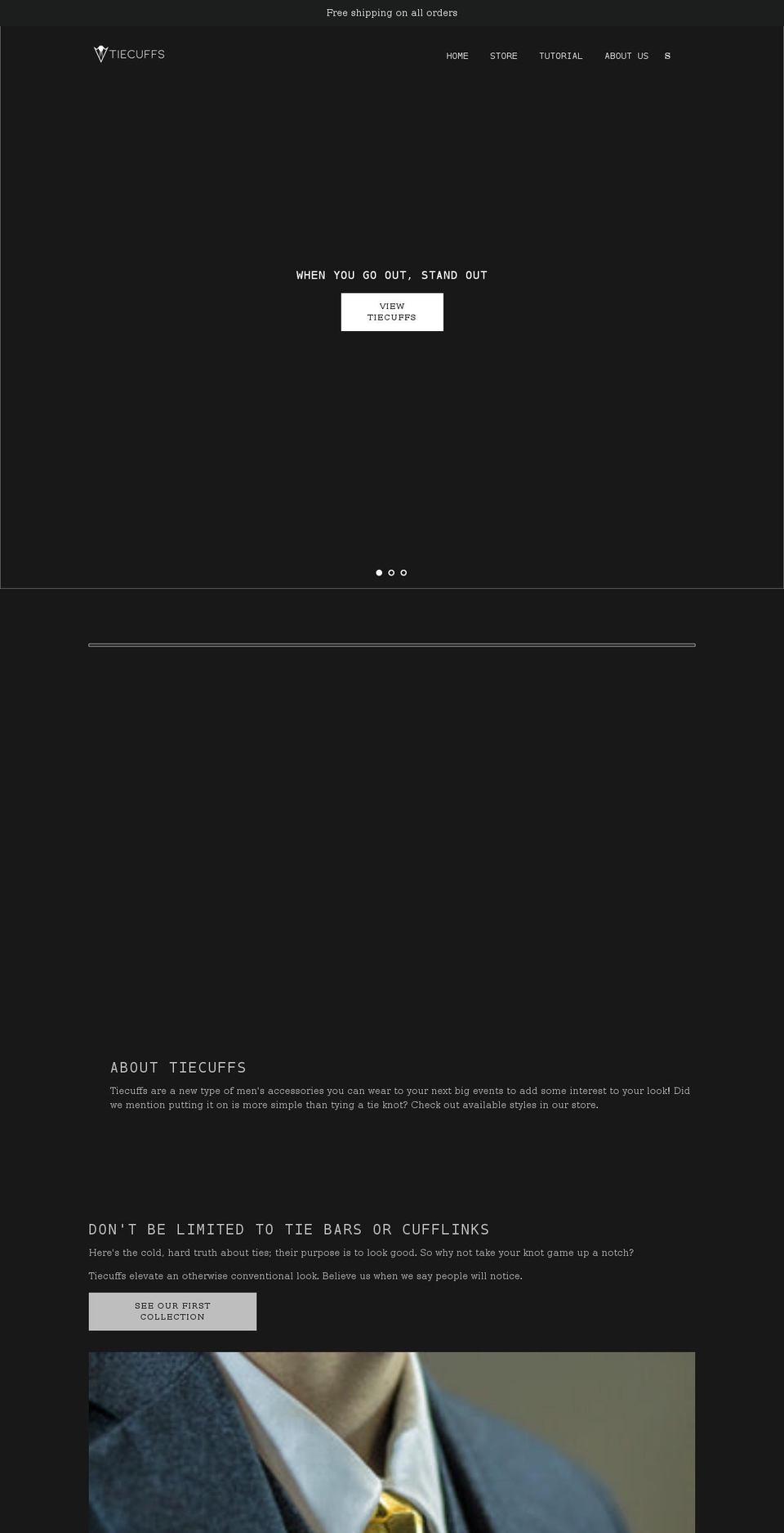 tiecuffs.com shopify website screenshot