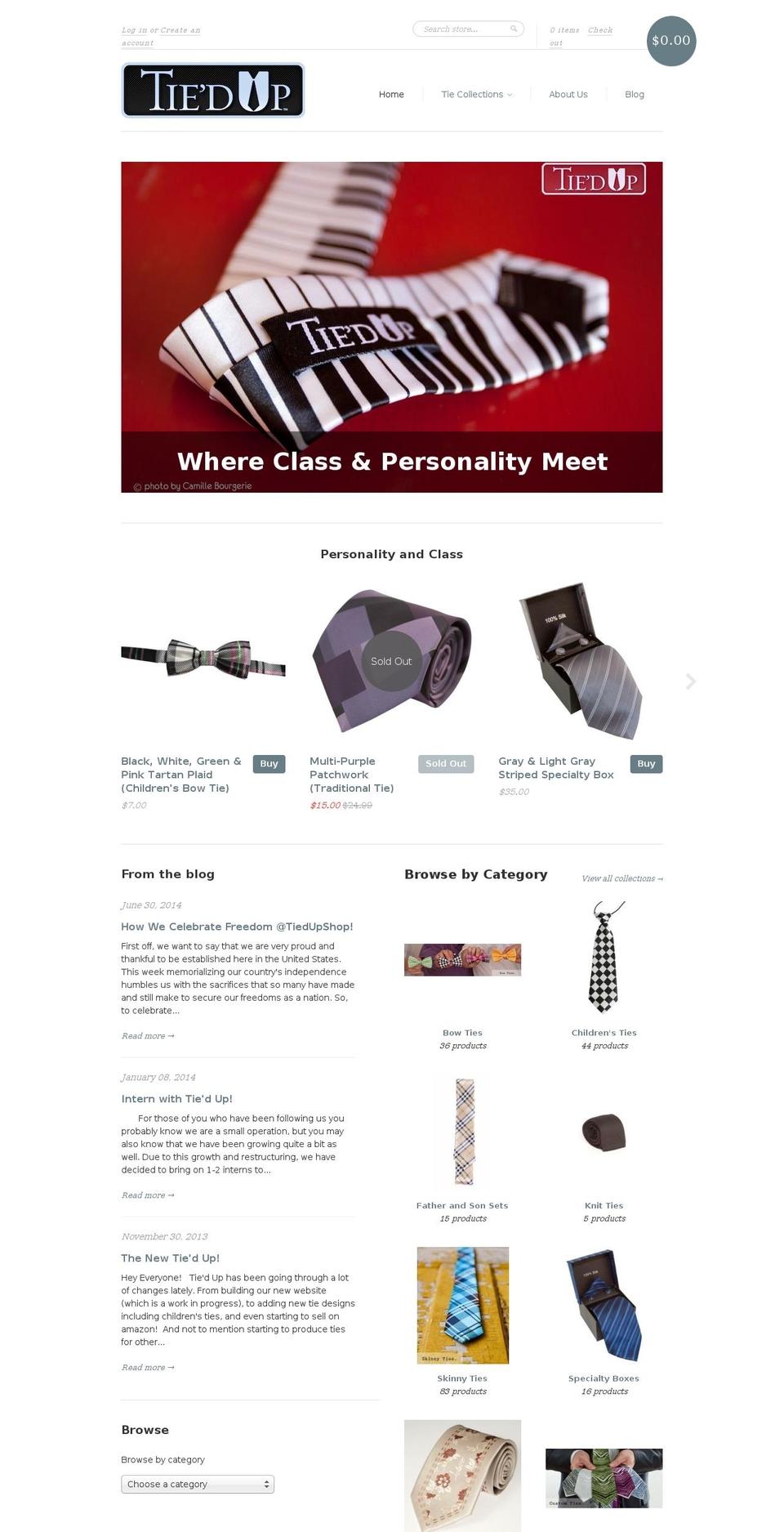 tiedupties.com — Shopify storefront screenshot