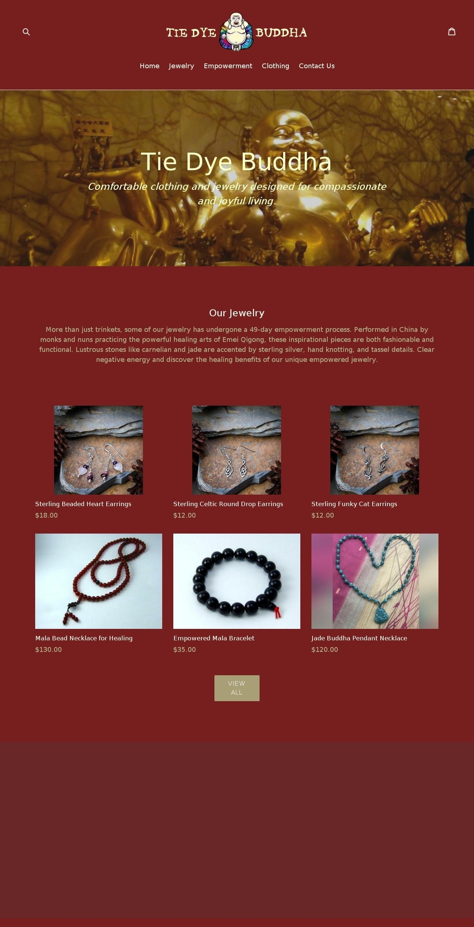 tiedyebuddha.com — Shopify storefront screenshot