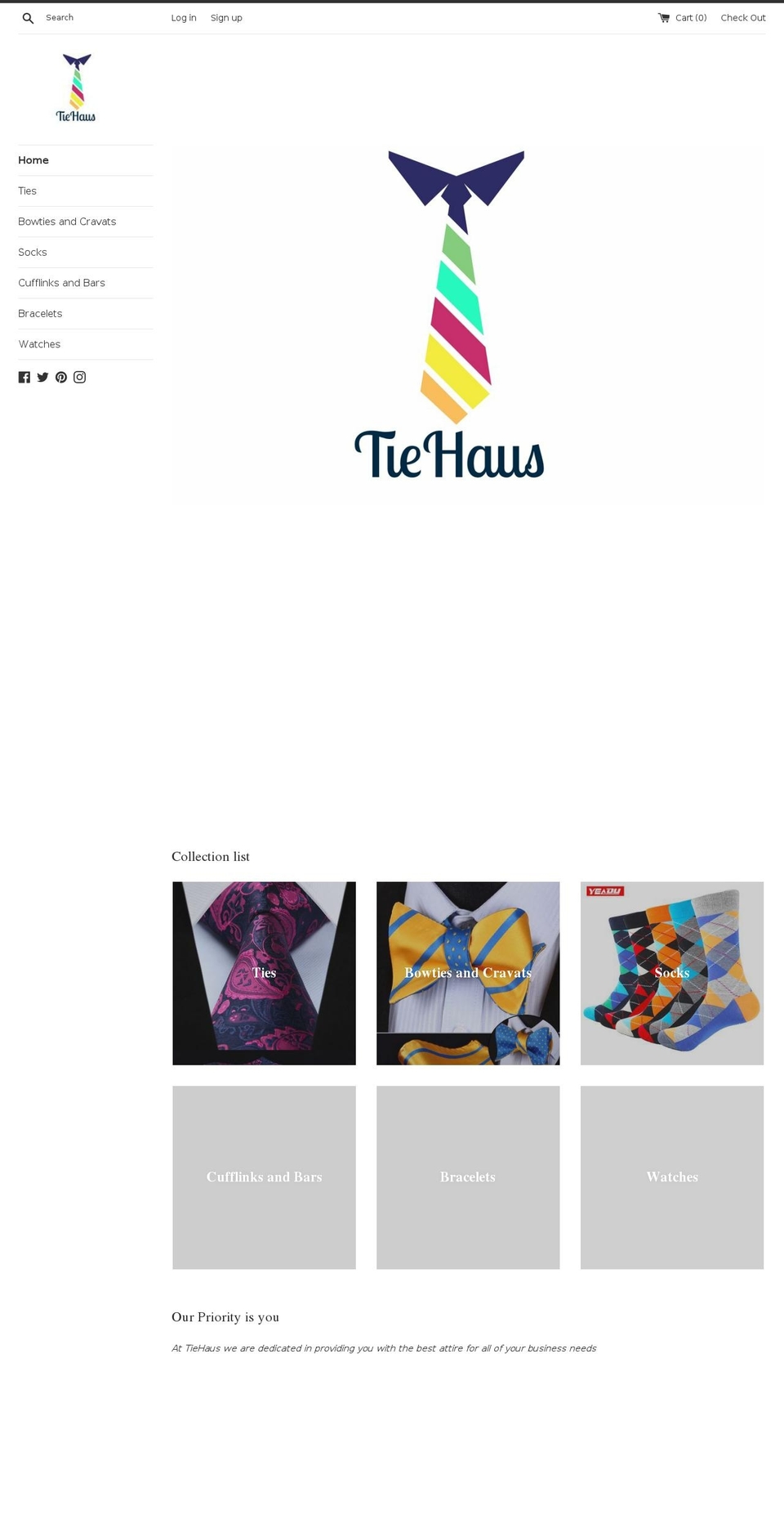 tiehaus.com — Shopify storefront screenshot