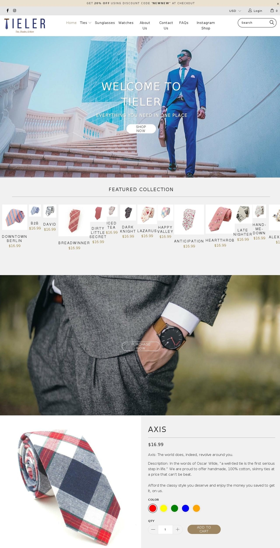 tieler.com — Shopify storefront screenshot