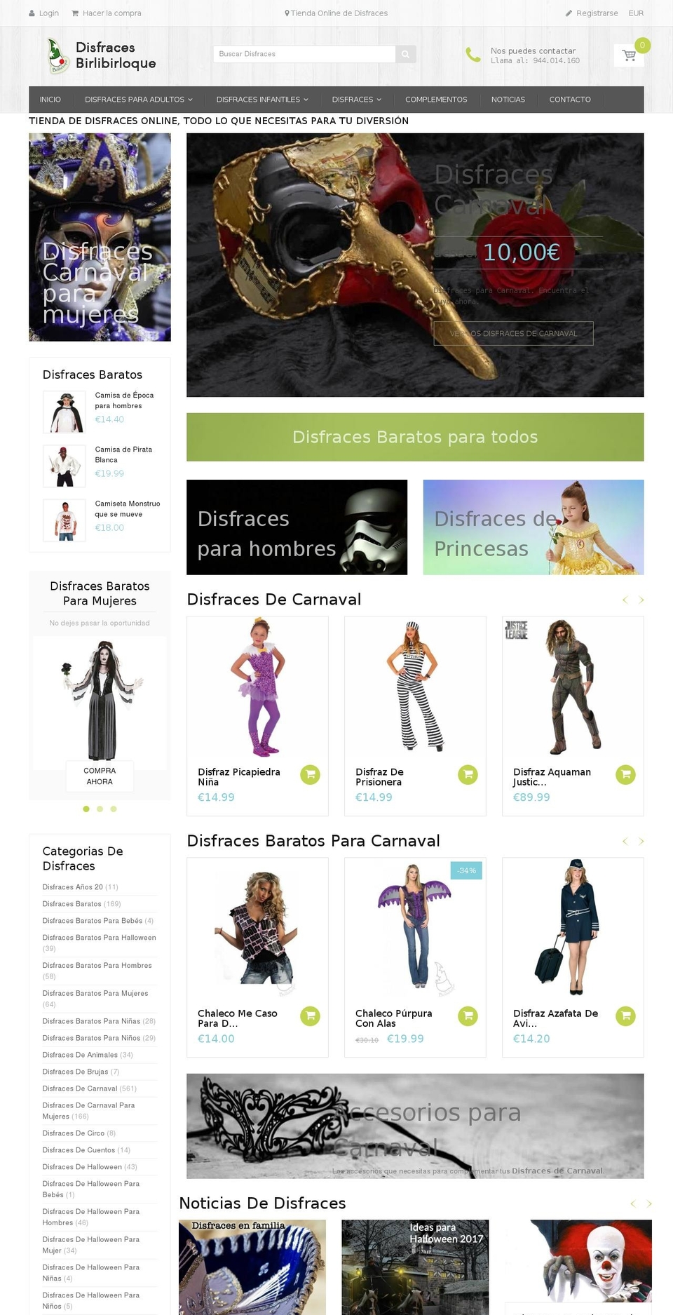 tienda-disfraces.com shopify website screenshot