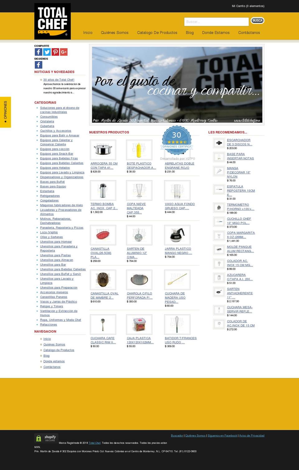 tienda.totalchef.mx shopify website screenshot