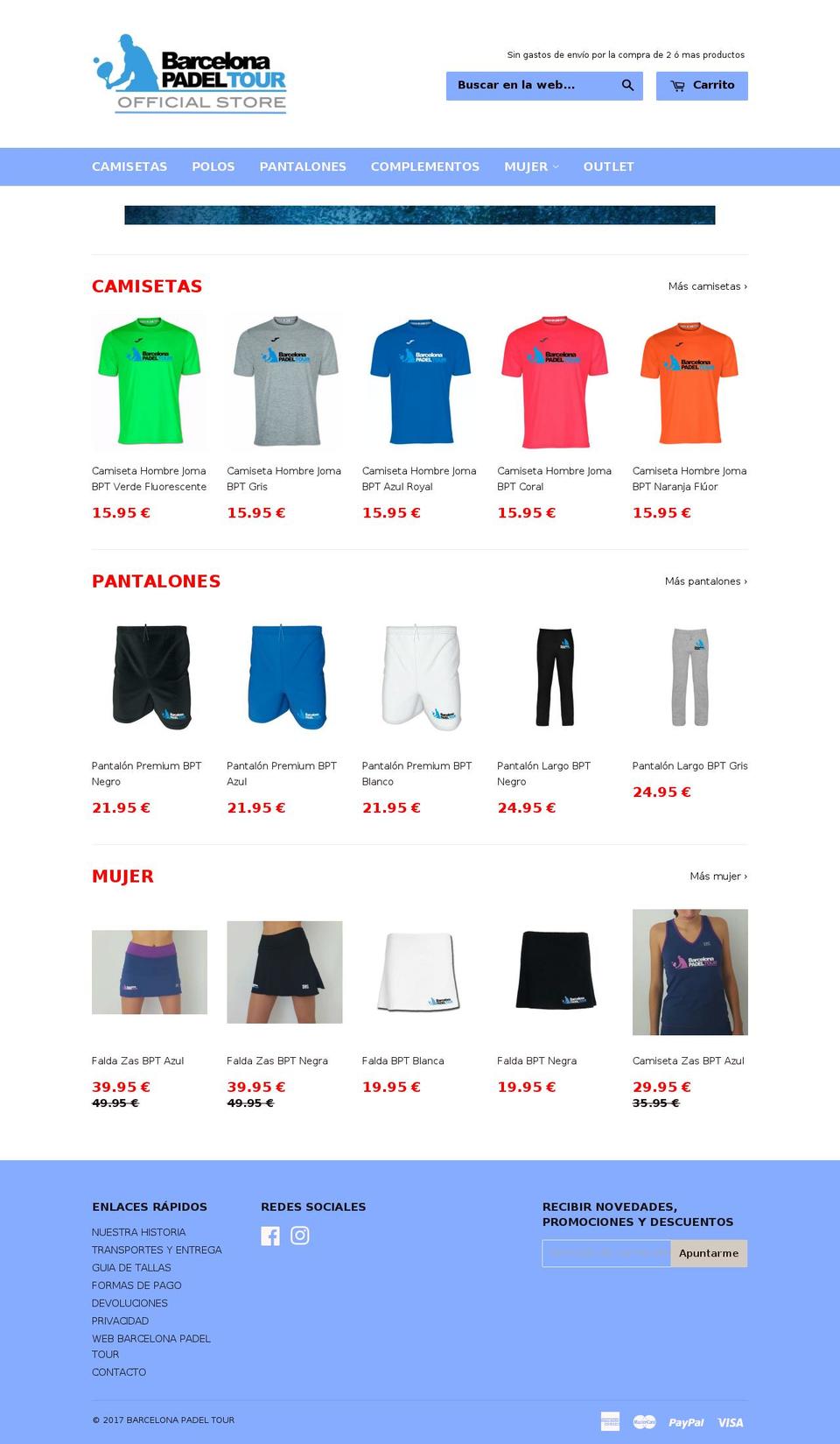 tiendabarcelonapadeltour.com shopify website screenshot