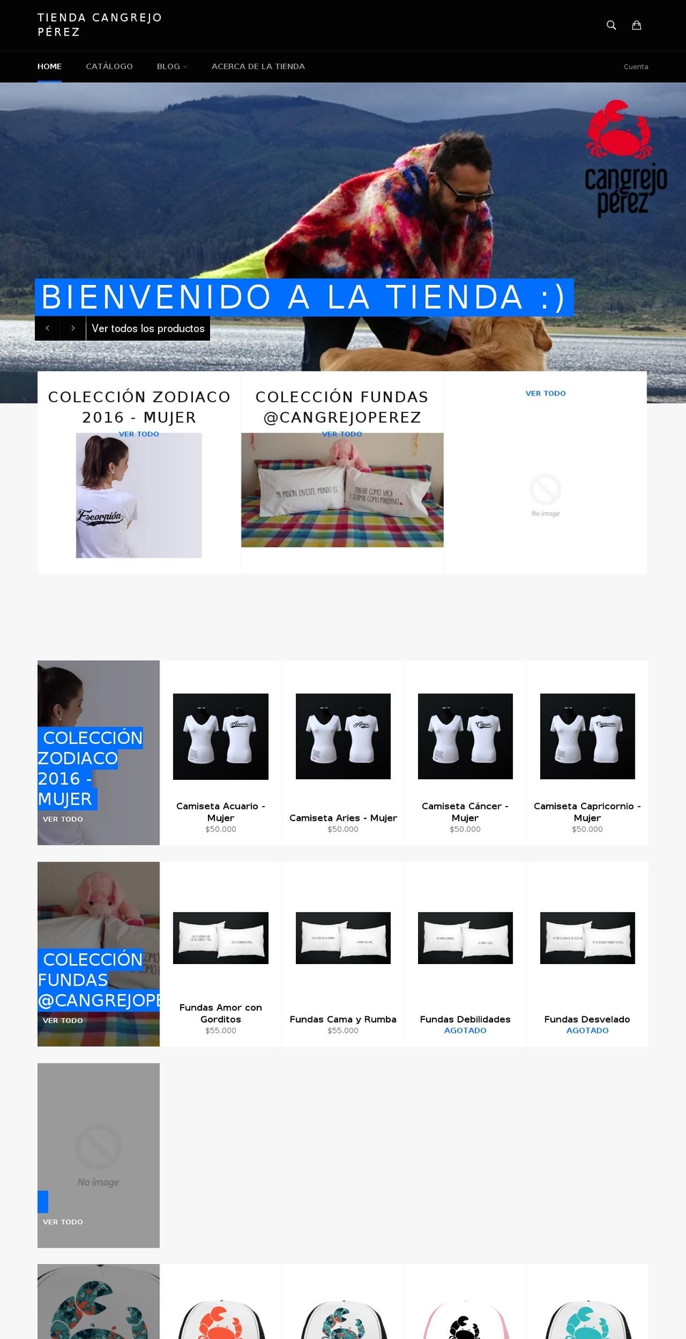 tiendacangrejoperez.com shopify website screenshot