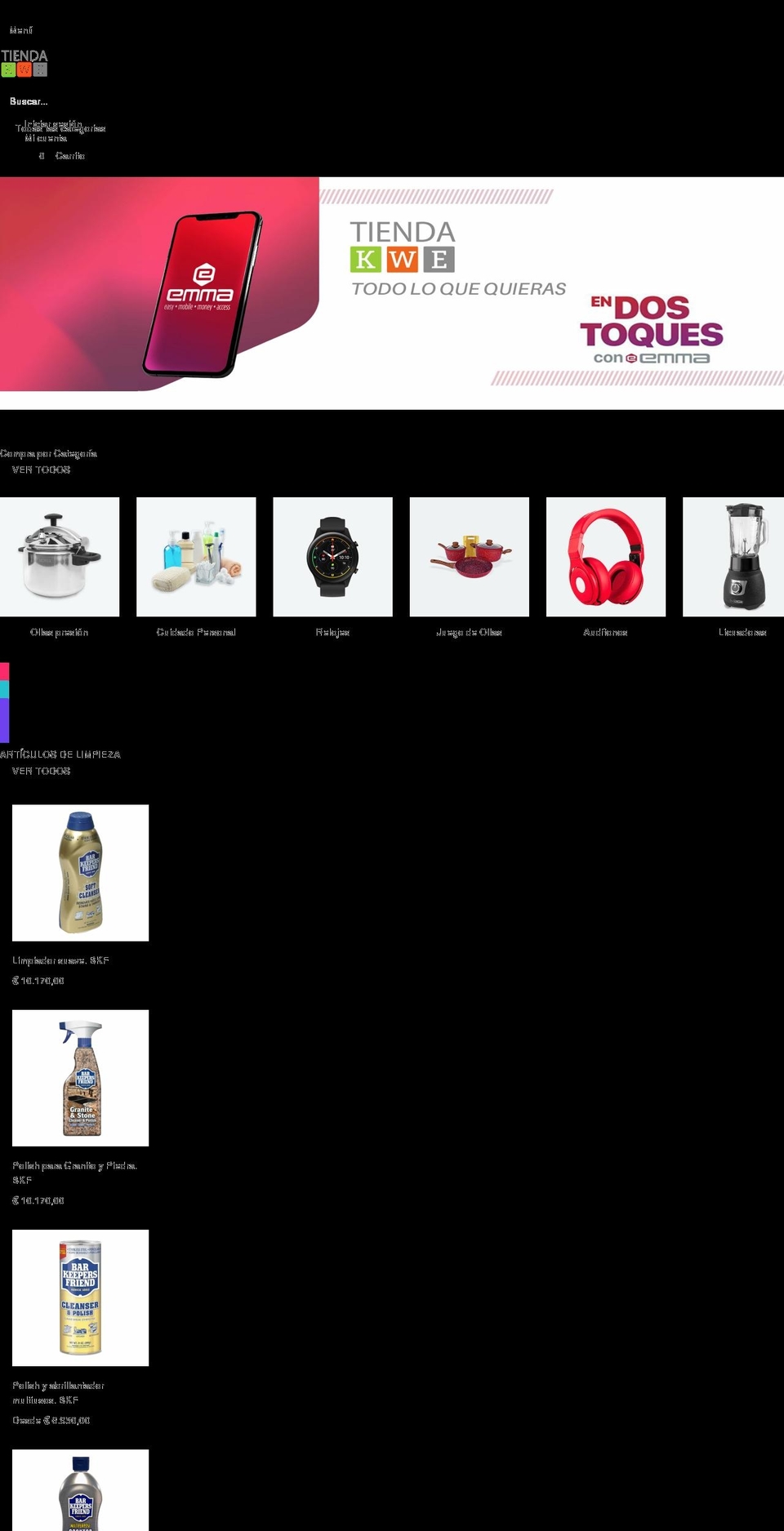 tiendakwe.com shopify website screenshot