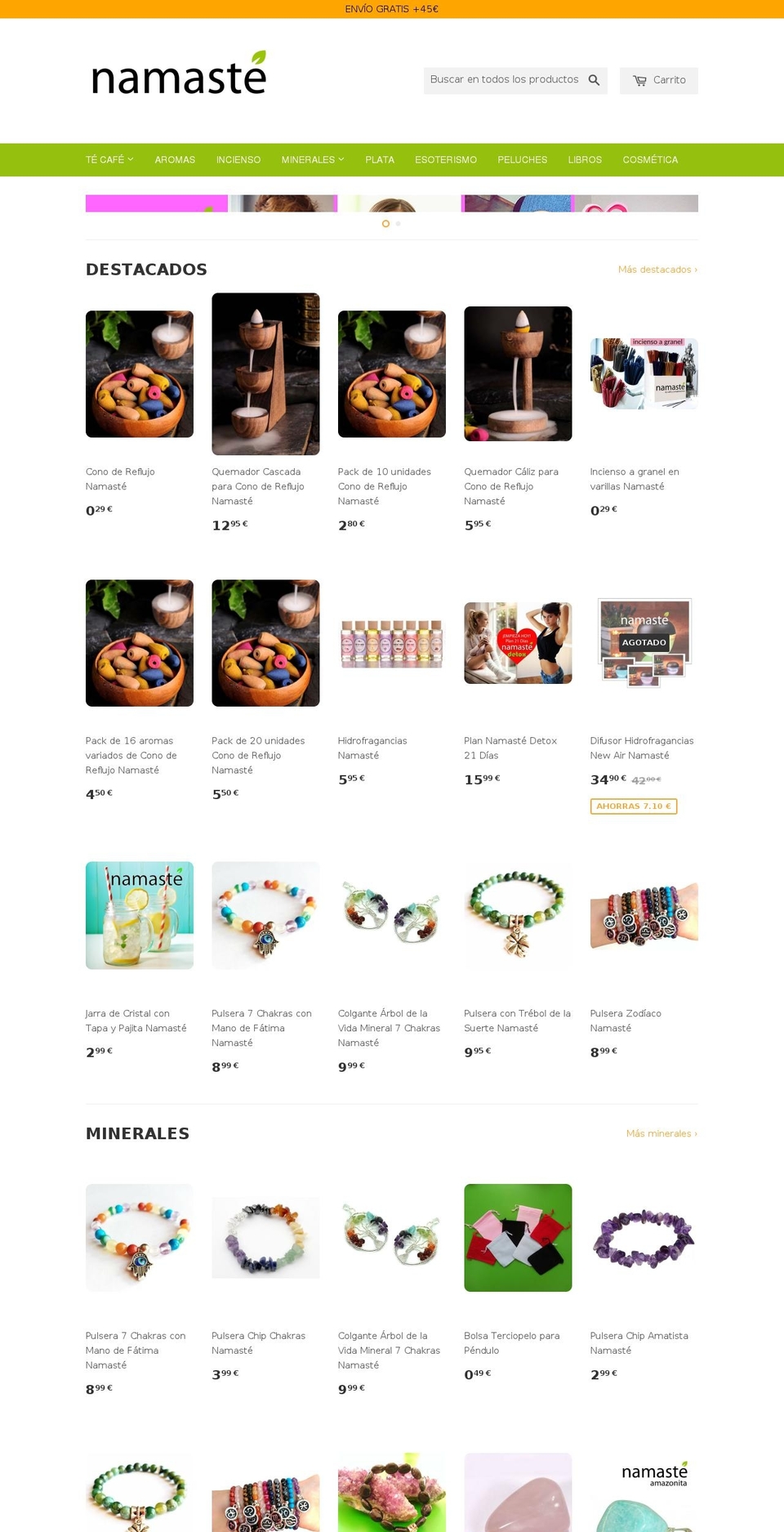 tiendanamaste.es shopify website screenshot