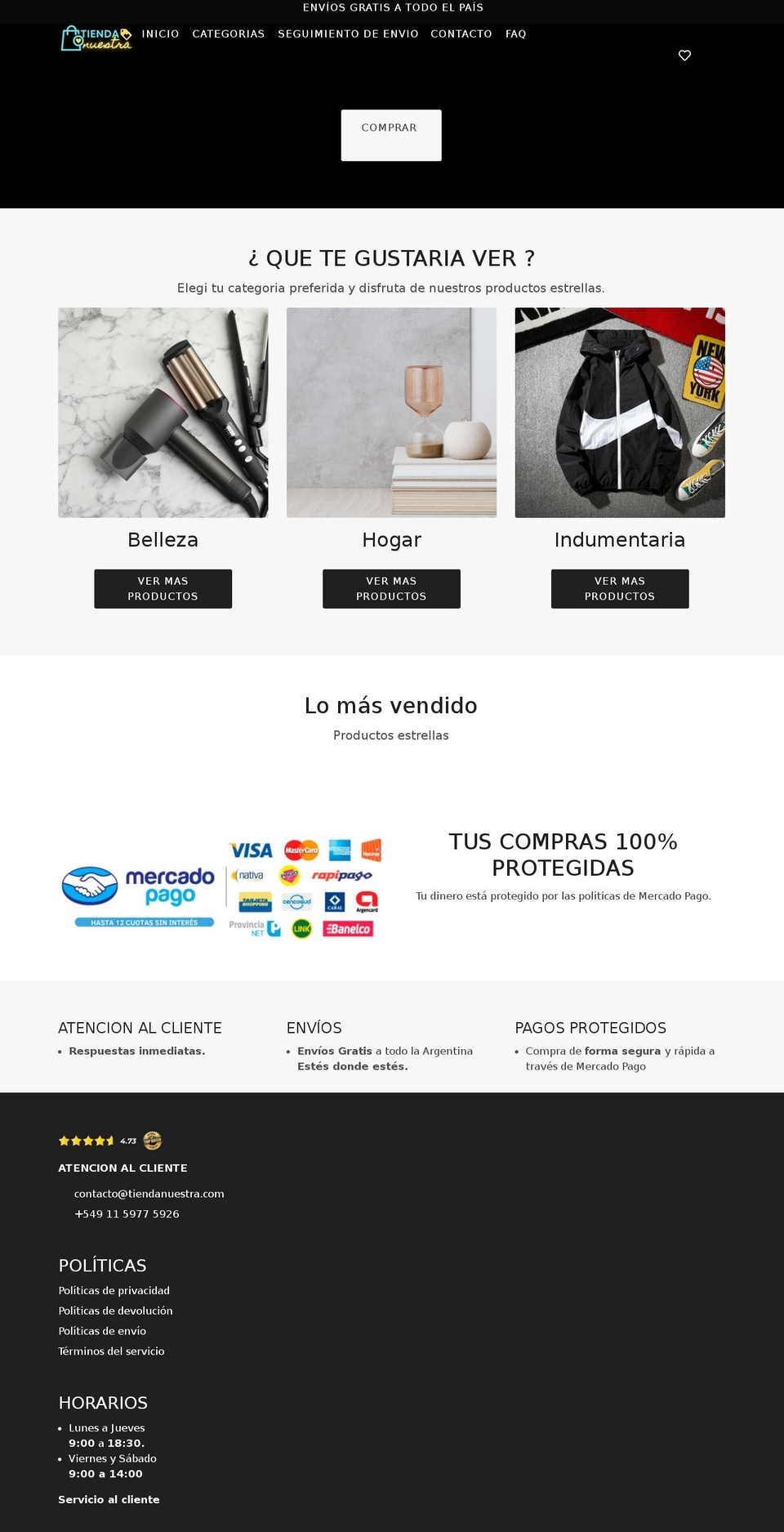 tiendanuestra.com shopify website screenshot