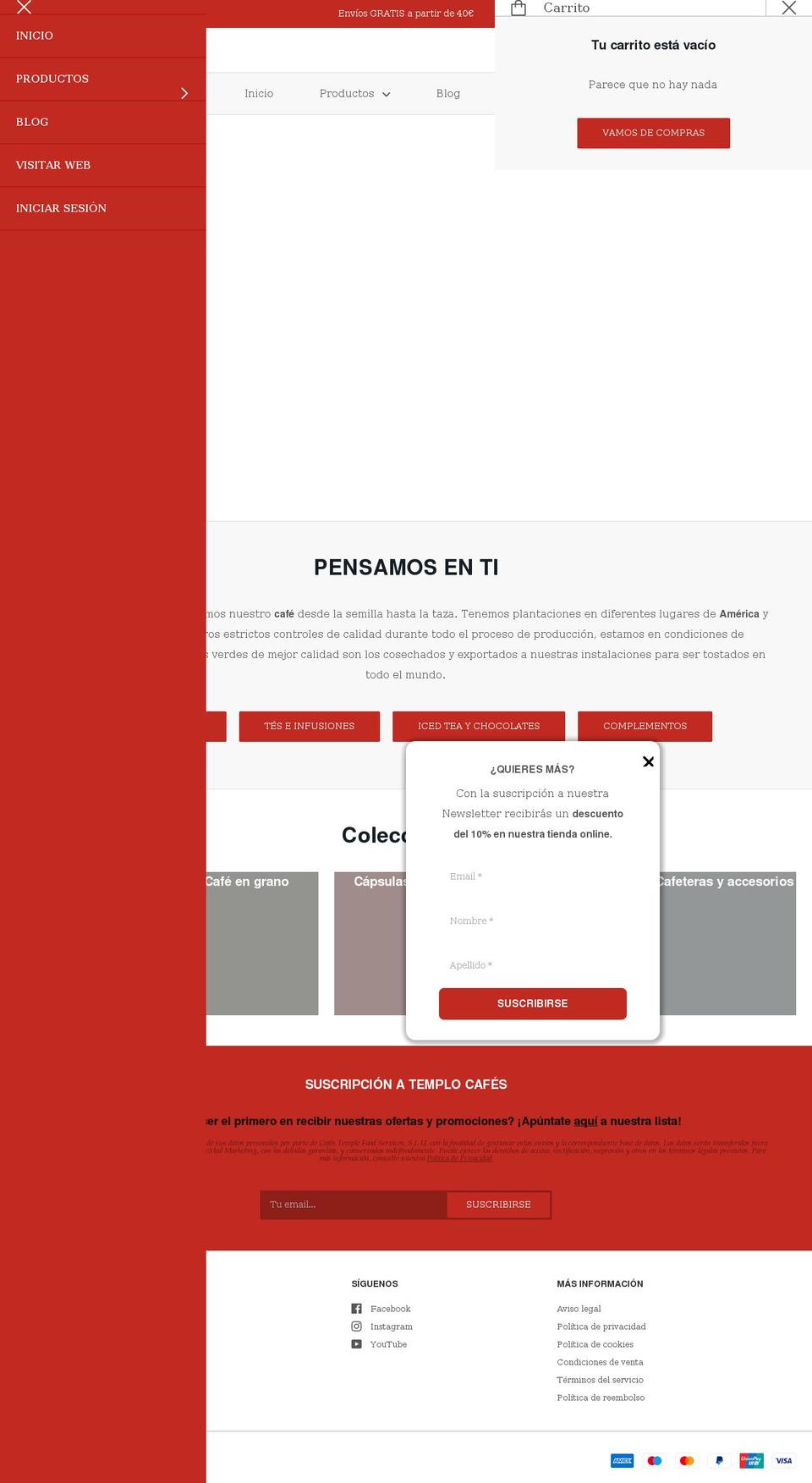 tiendatemplocafes.es shopify website screenshot