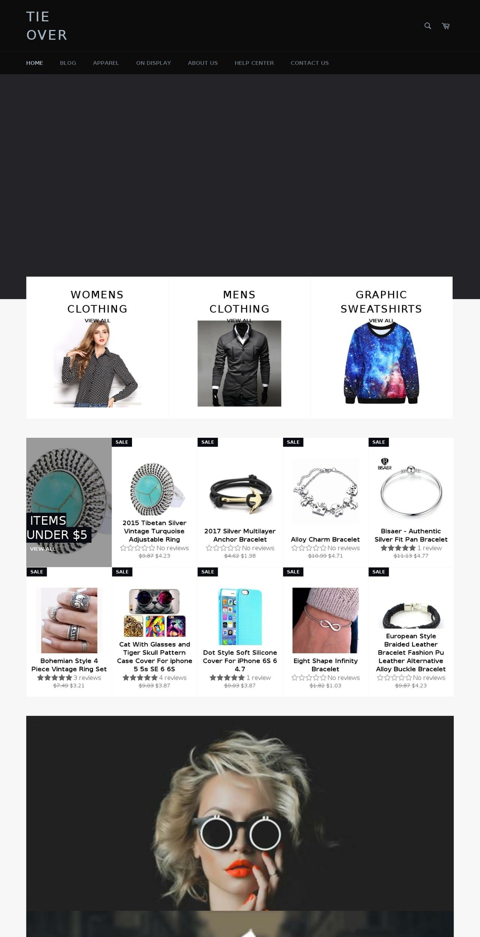 tieover.com shopify website screenshot