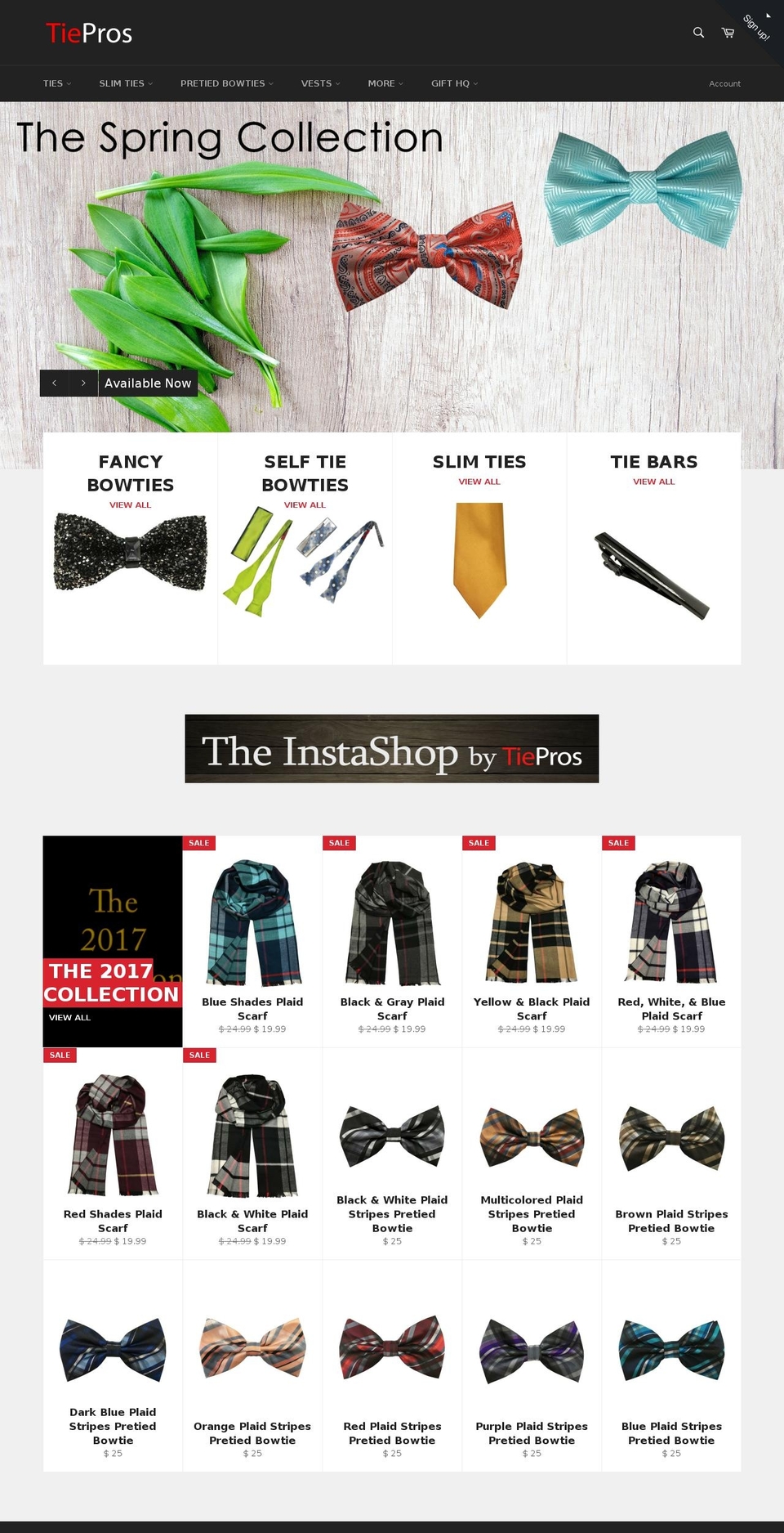 tiepros.com shopify website screenshot