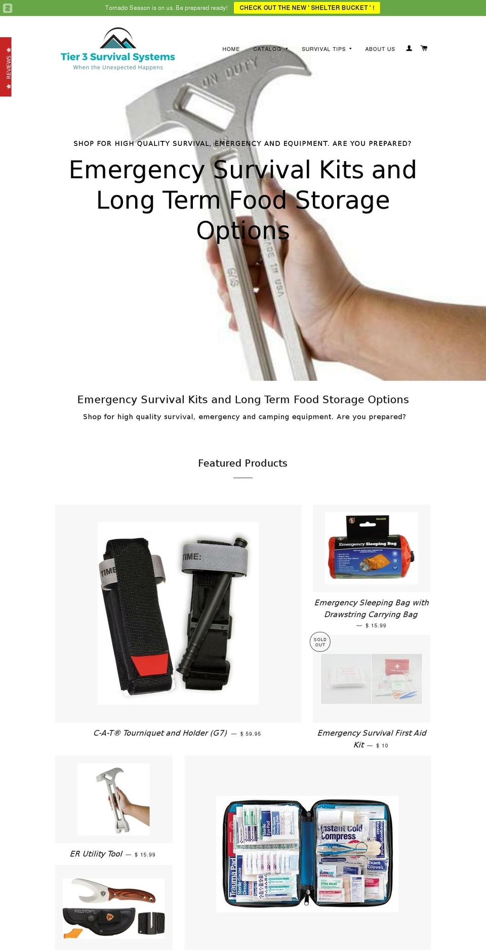 tier3survival.com — Shopify storefront screenshot