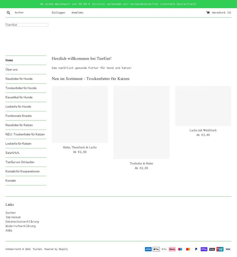 tiergut.net shopify website screenshot
