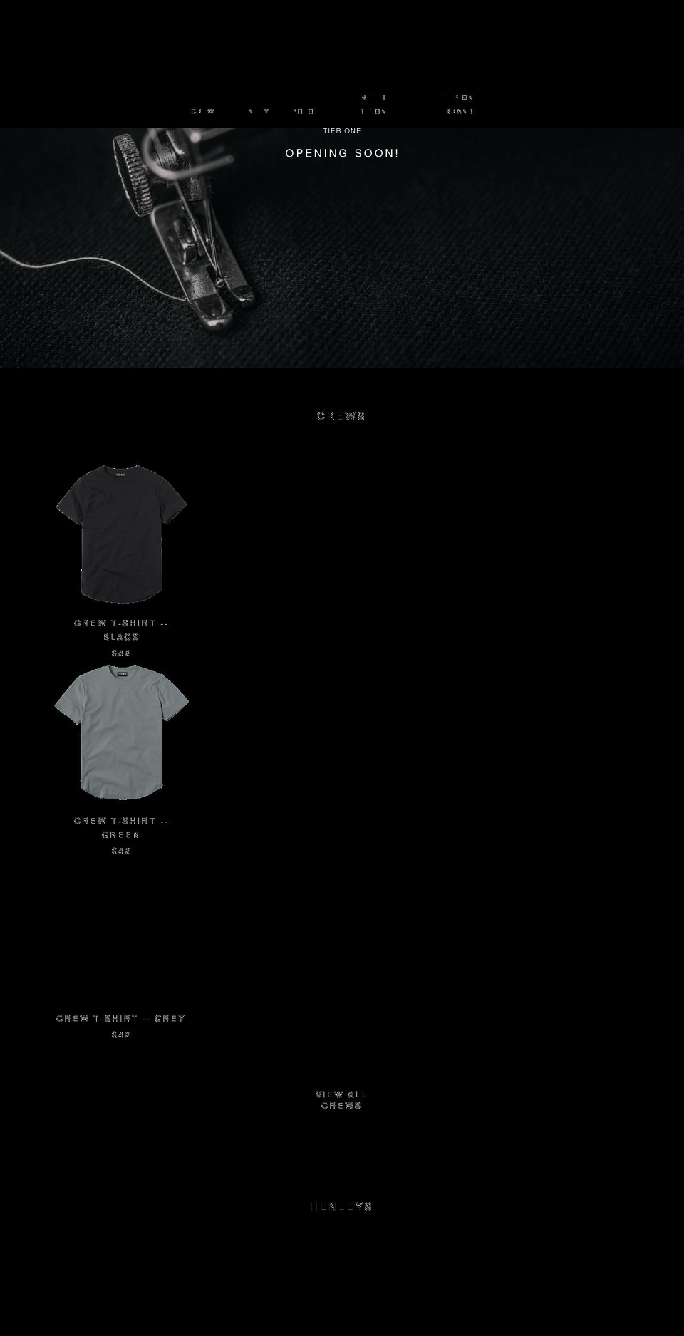 tieroneapparel.com shopify website screenshot