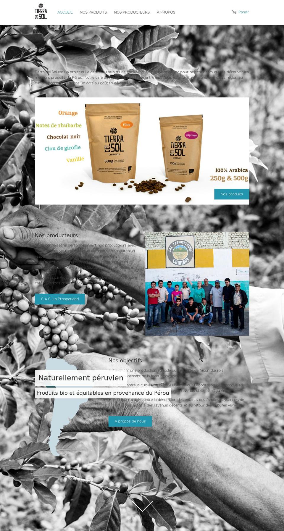 tierra-del-sol.com shopify website screenshot