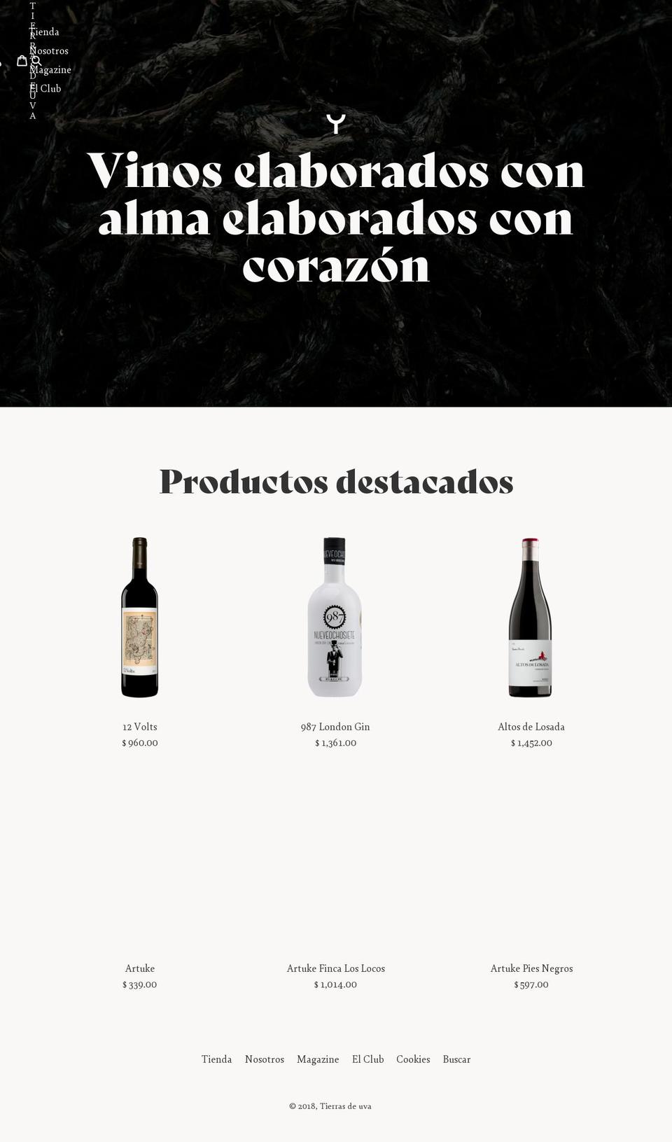 tierrasdeuva.mx shopify website screenshot