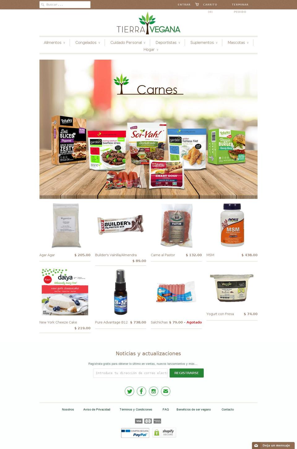 tierravegana.com shopify website screenshot