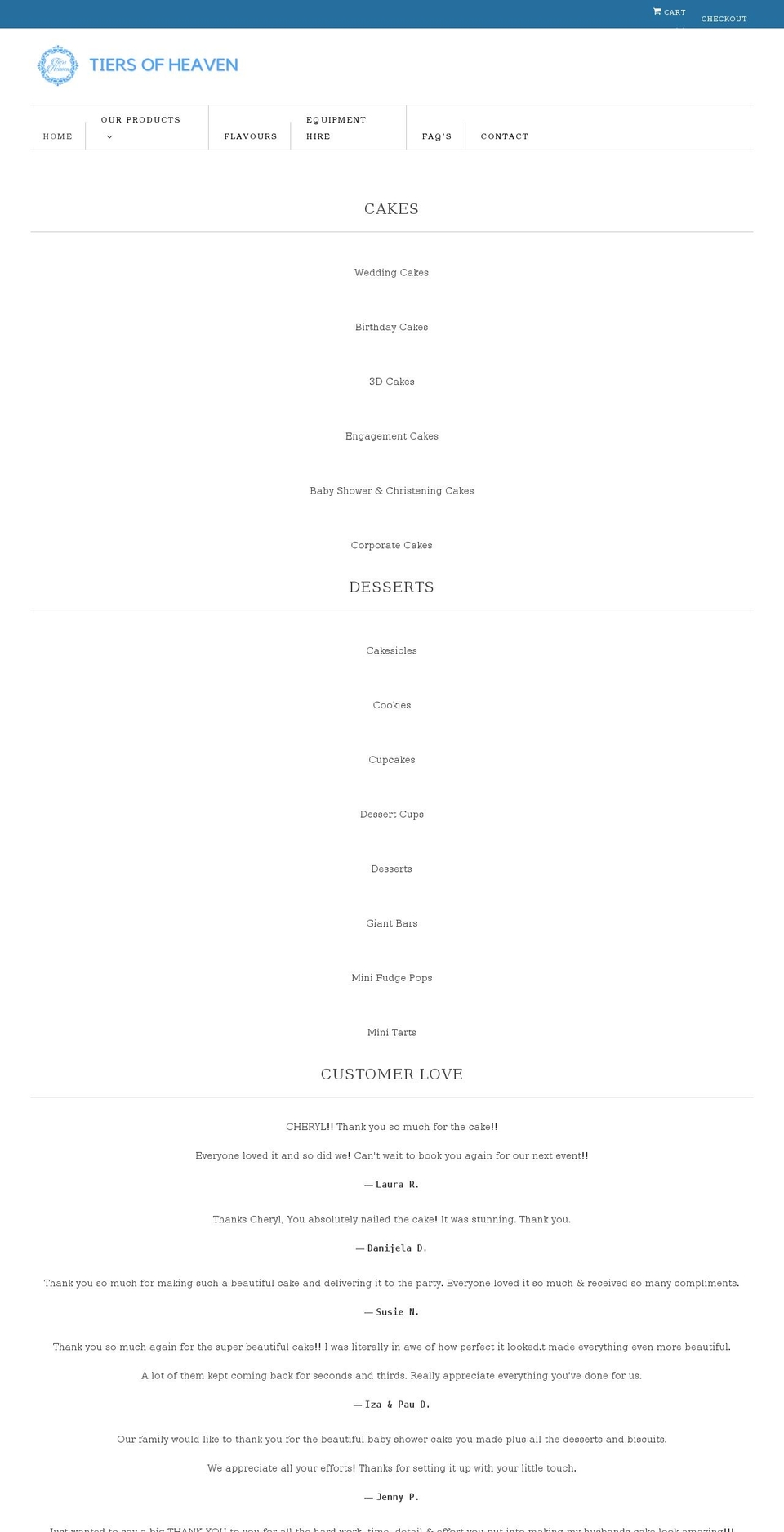 tiersofheaven.com.au shopify website screenshot