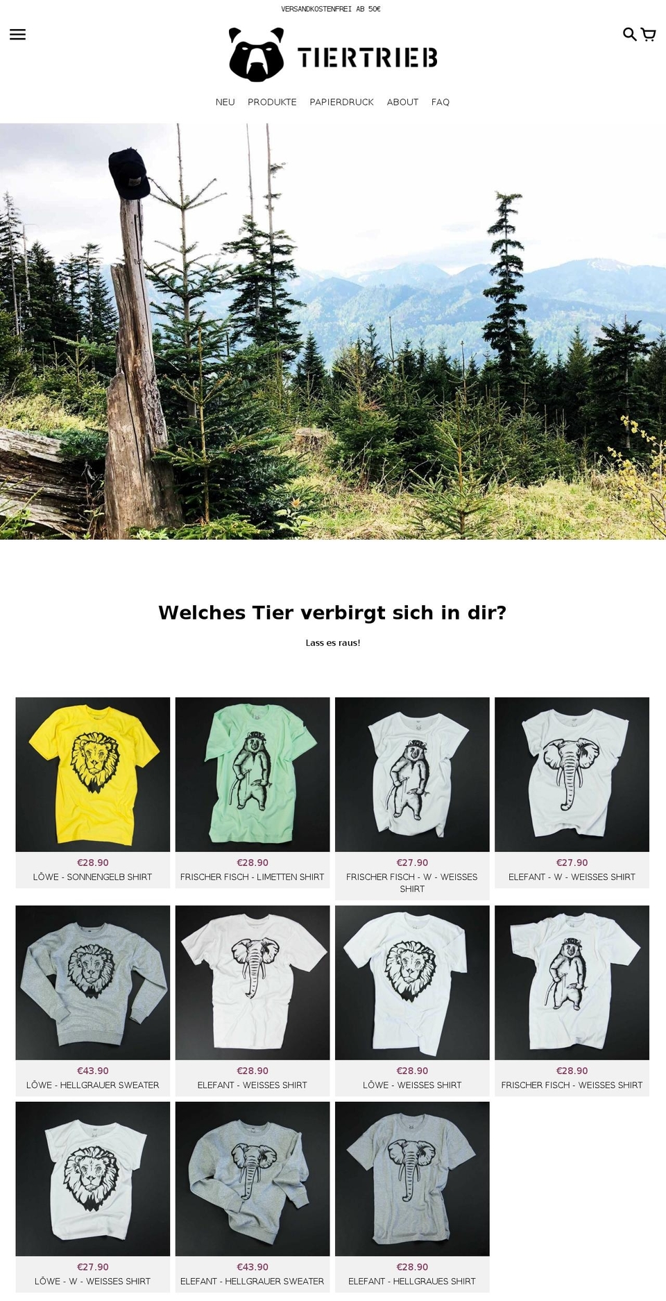 tiertrieb.com — Shopify storefront screenshot