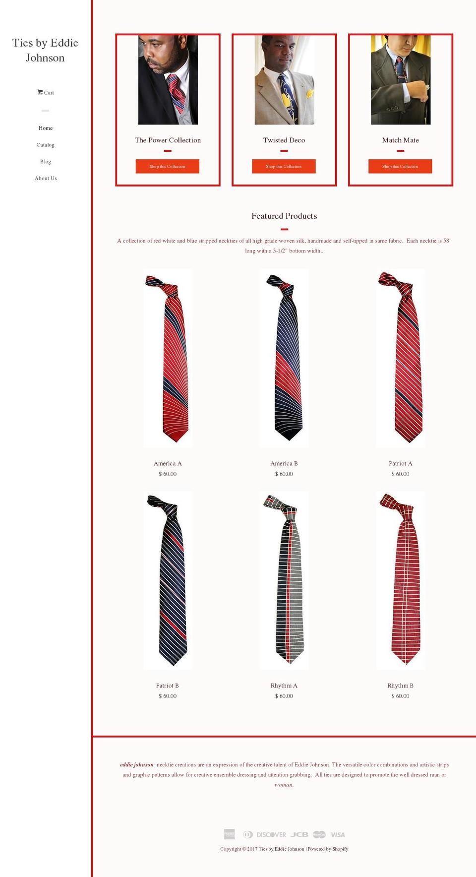 tiesbyeddiejohnson.com shopify website screenshot