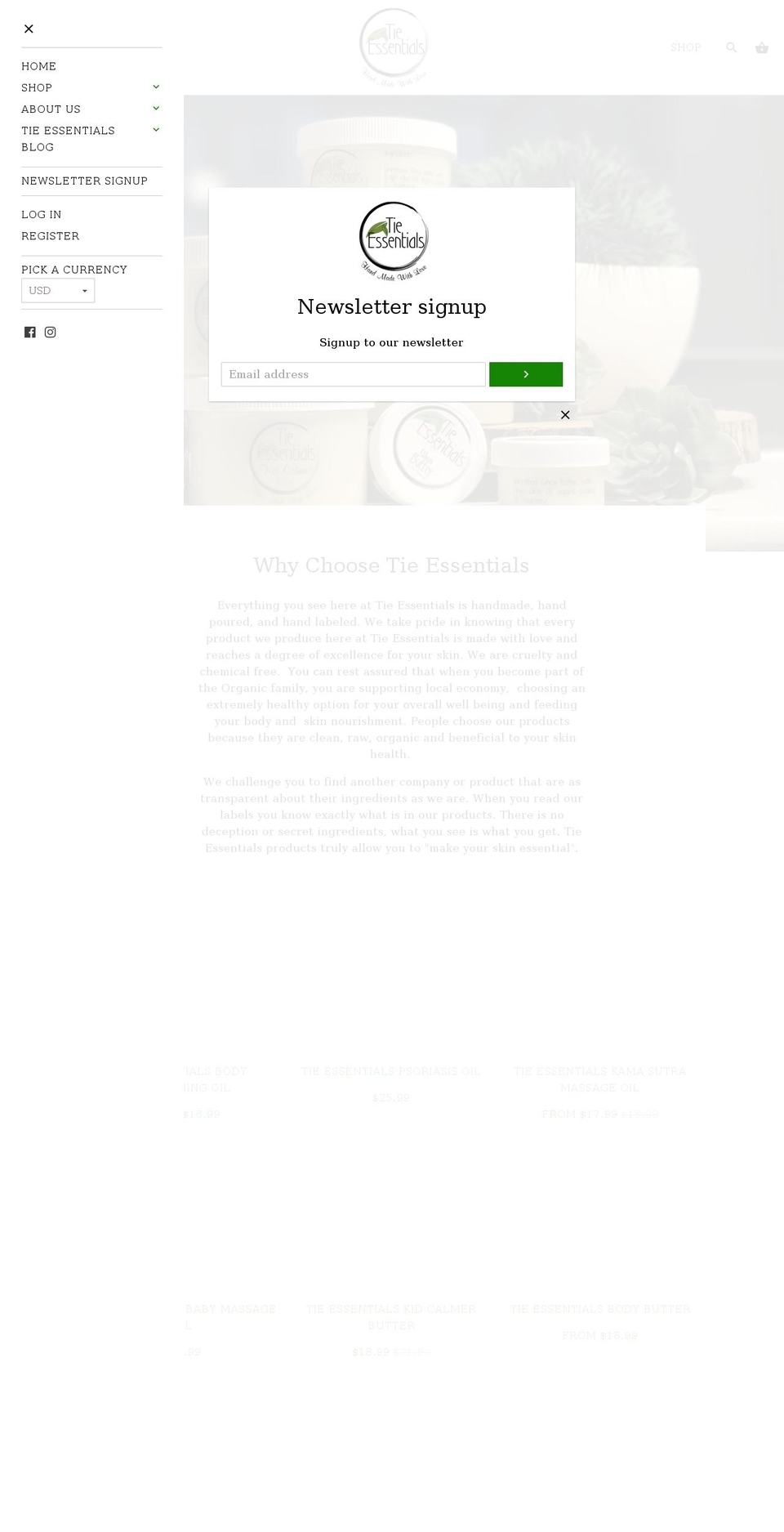 tiesessentials.com — Shopify storefront screenshot