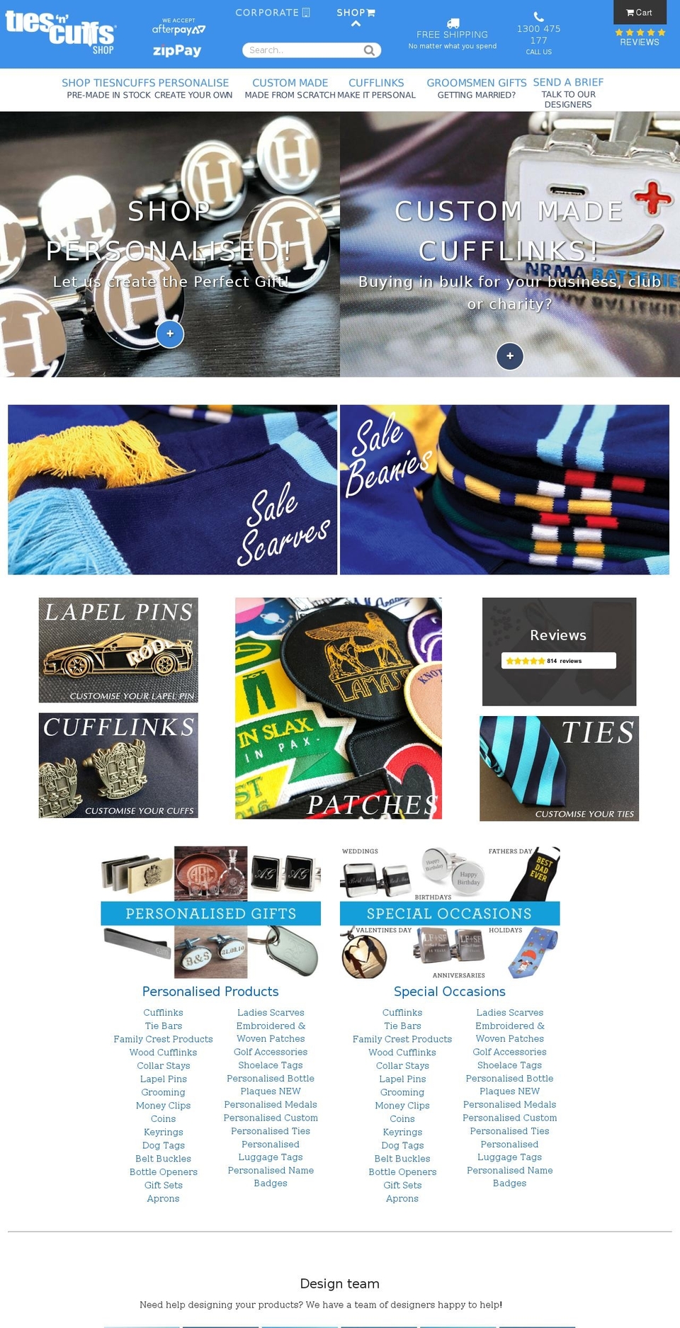 TNC 2.4 (Phone number toggle v2) Shopify theme site example tiesncuffscustom.com