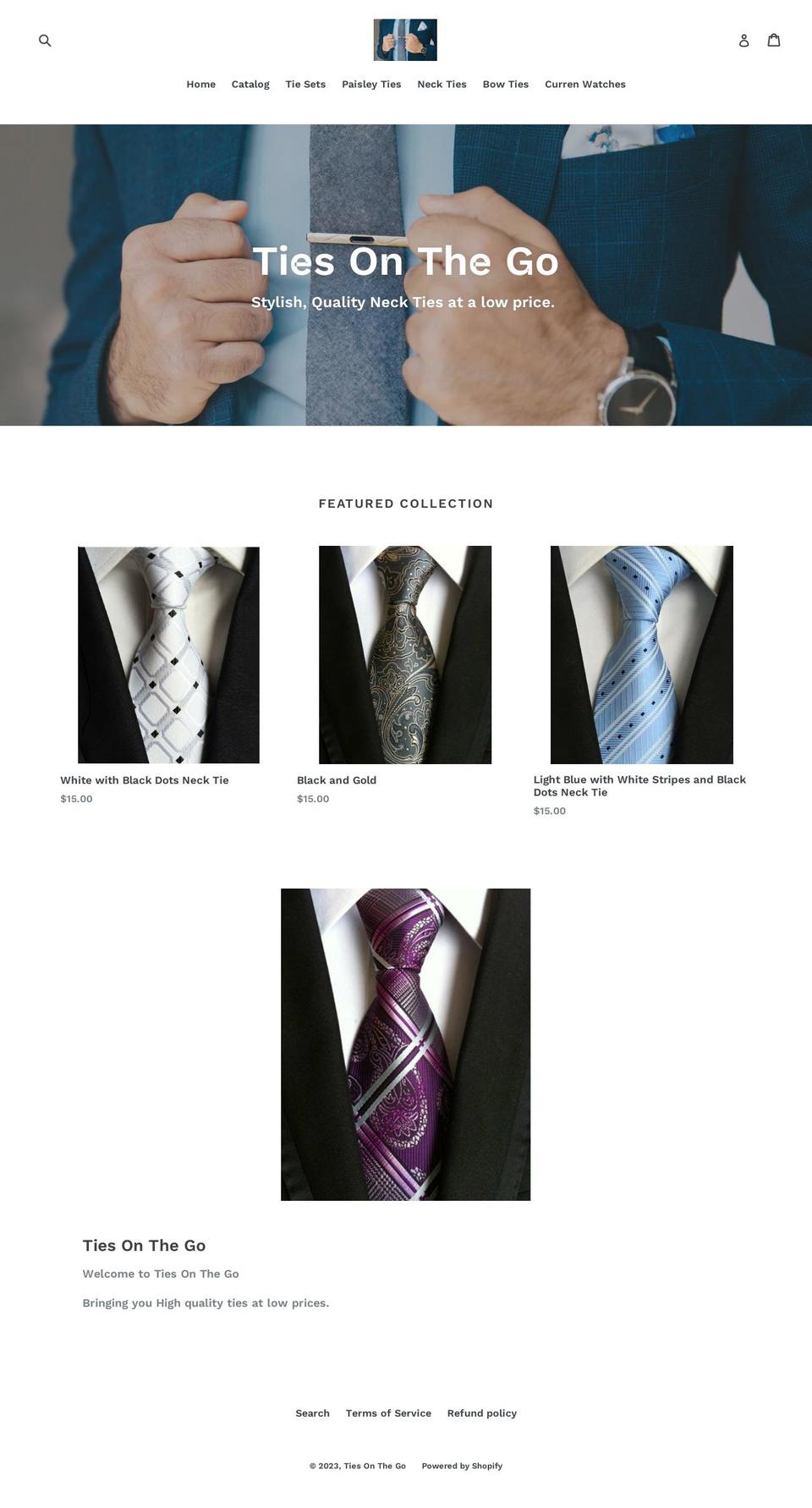 tiesonthego.com — Shopify storefront screenshot