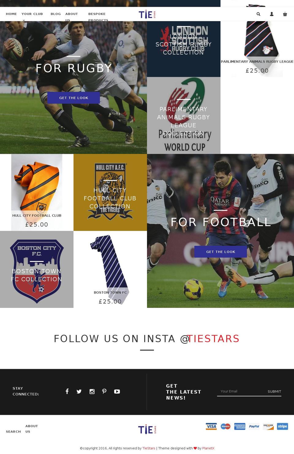 tiestars.com shopify website screenshot