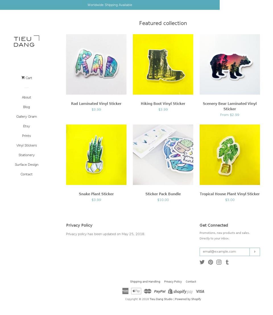 tieudangartist.com — Shopify storefront screenshot